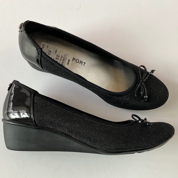 ANNE KLEIN SPORT Black Wedge Bow Size 8.5 New With Tag - Picture 1 of 8